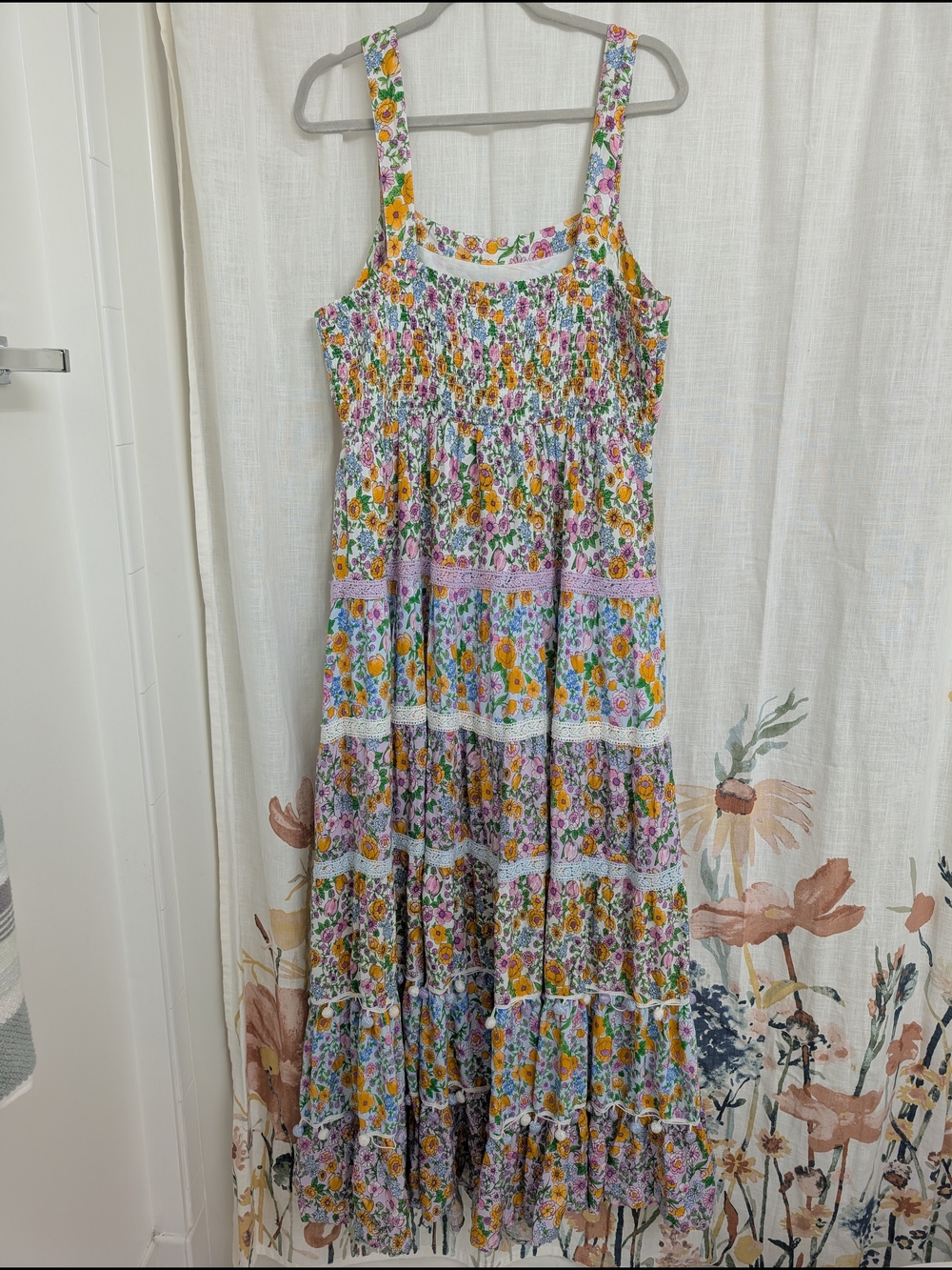 Crown & Ivy Floral Tiered Maxi Dress XL Cottagecore Boho - Picture 2 of 6